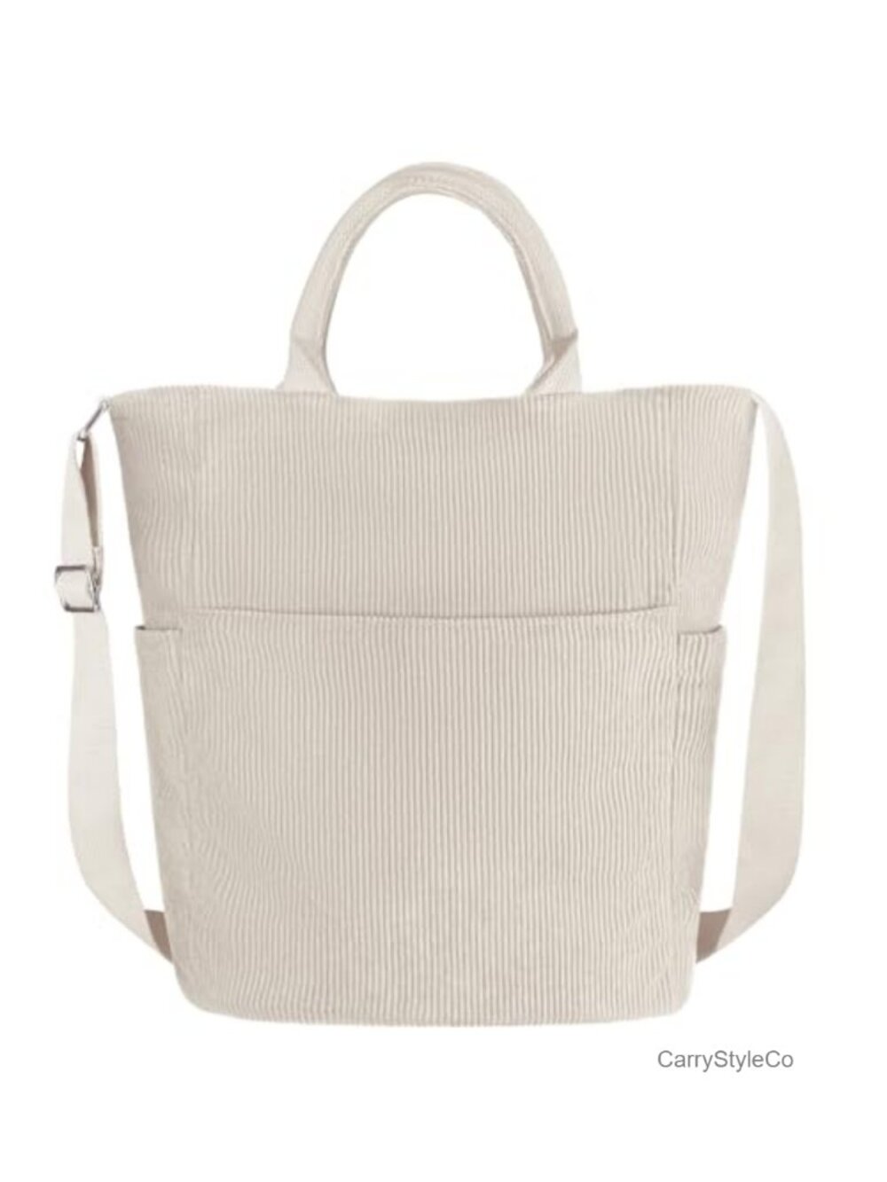 Corduroy Tote Bag Large Crossbody Hobo Adjustable Strap Work Shopping